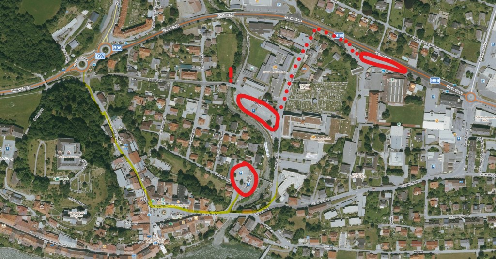 bazén Murau, příjezd obytným autem a parkoviště